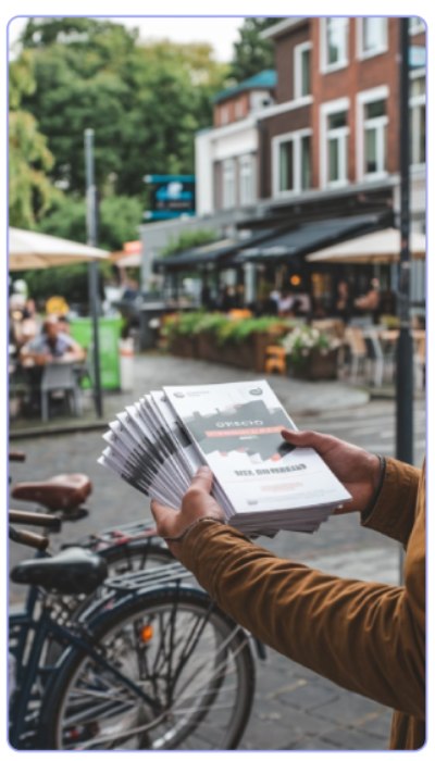 Flyer distribution on the high traffic street.