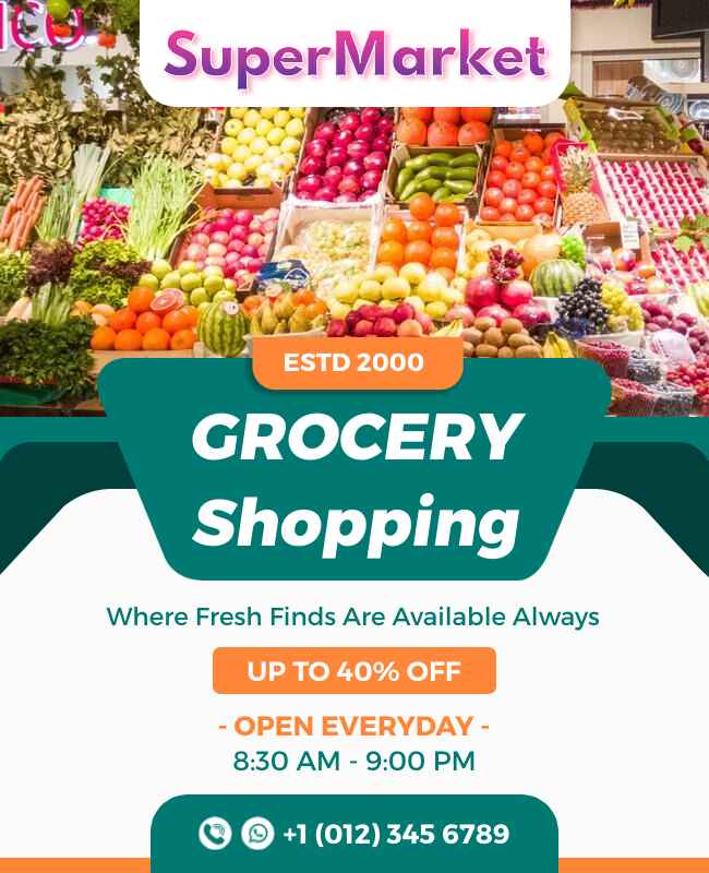 Supermarket flyer with large headline and bold promotional design.