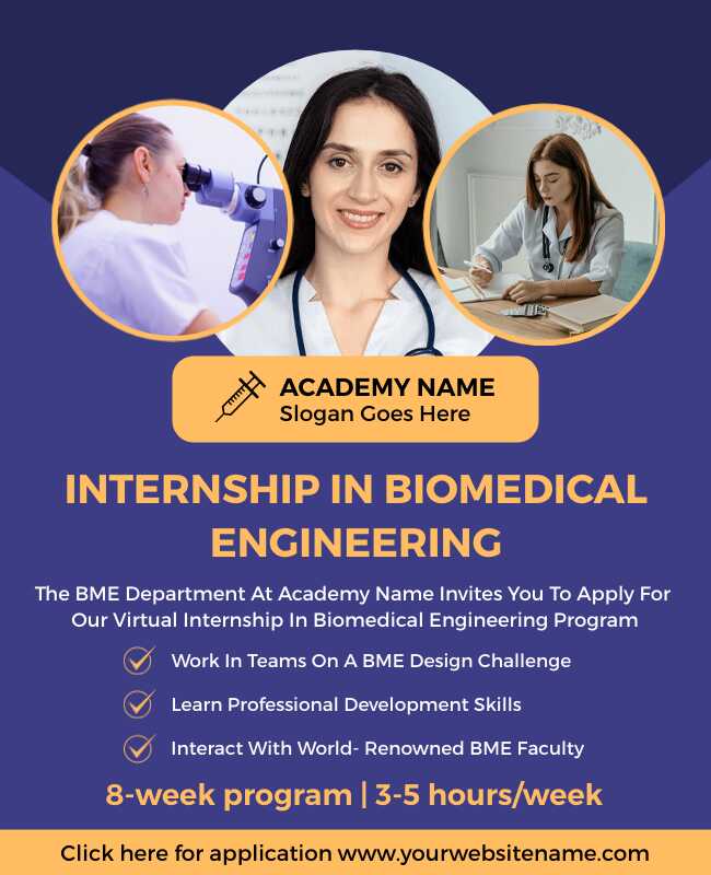 Blue Biomedical Internship Flyer Template 