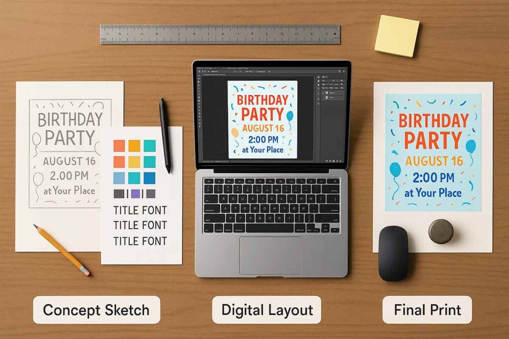 Birthday flyer design process
