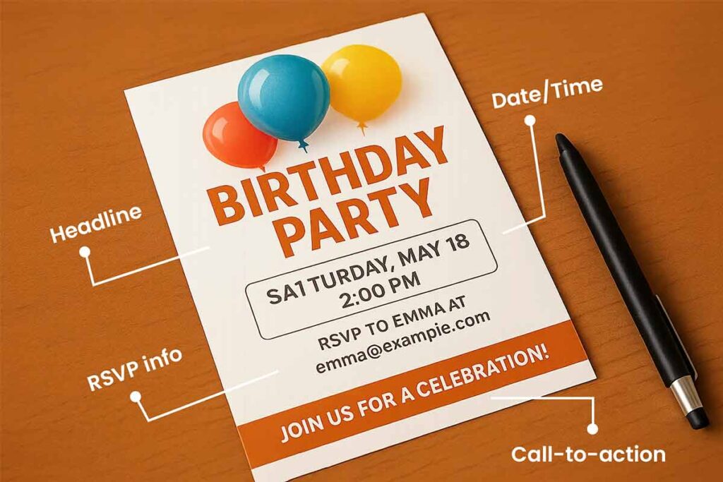 Birthday Flyer Example Annotated