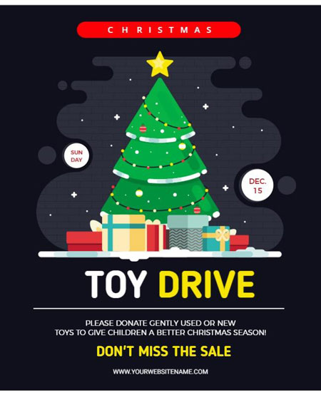 Black Christmas Toy Drive Event Flyer