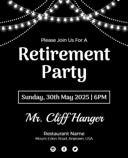 Black Retirement Party Flyer