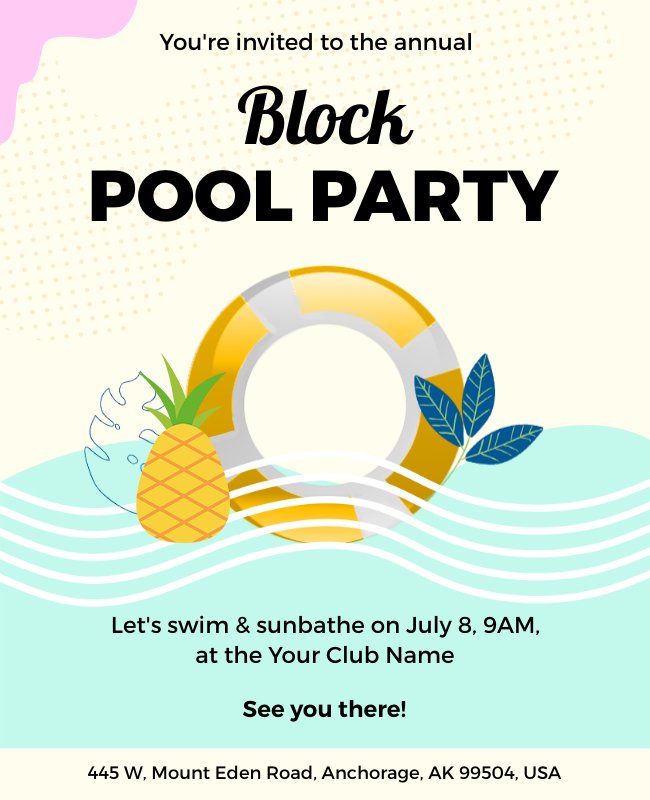 Elegant pool party flyers with minimalist design, sleek typography, and subtle aquatic elements for a refined look