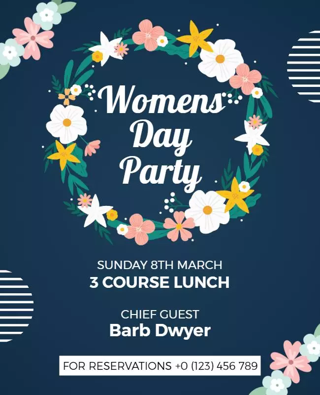 Blue Floral Womens Day Flyer with Delicate Flower Accents