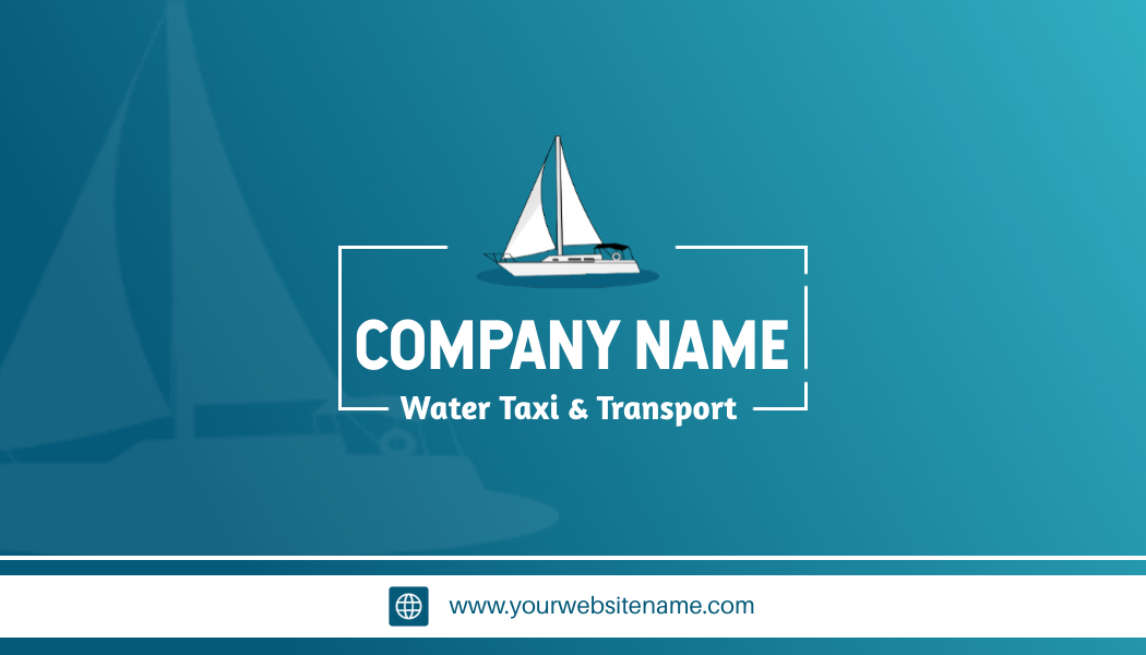 Blue Minimal Boat Transport Business Card Front