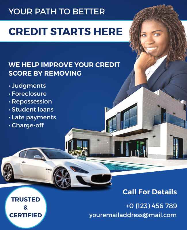 Blue Theme Credit Repair Flyer Template