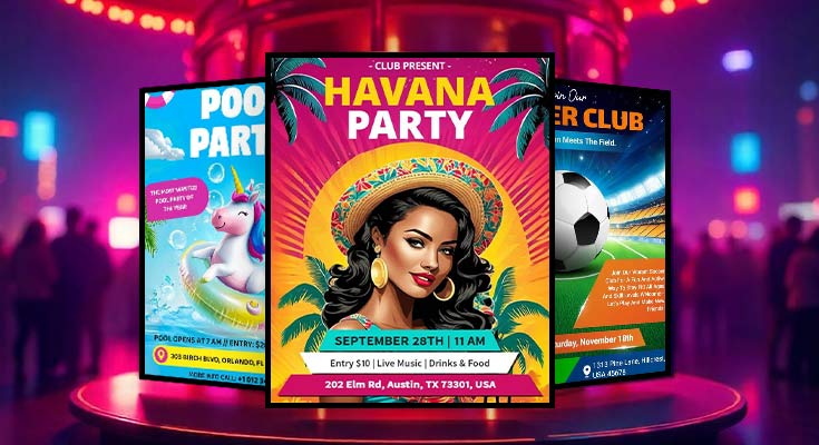 Bold and Vibrant Club Flyer Templates