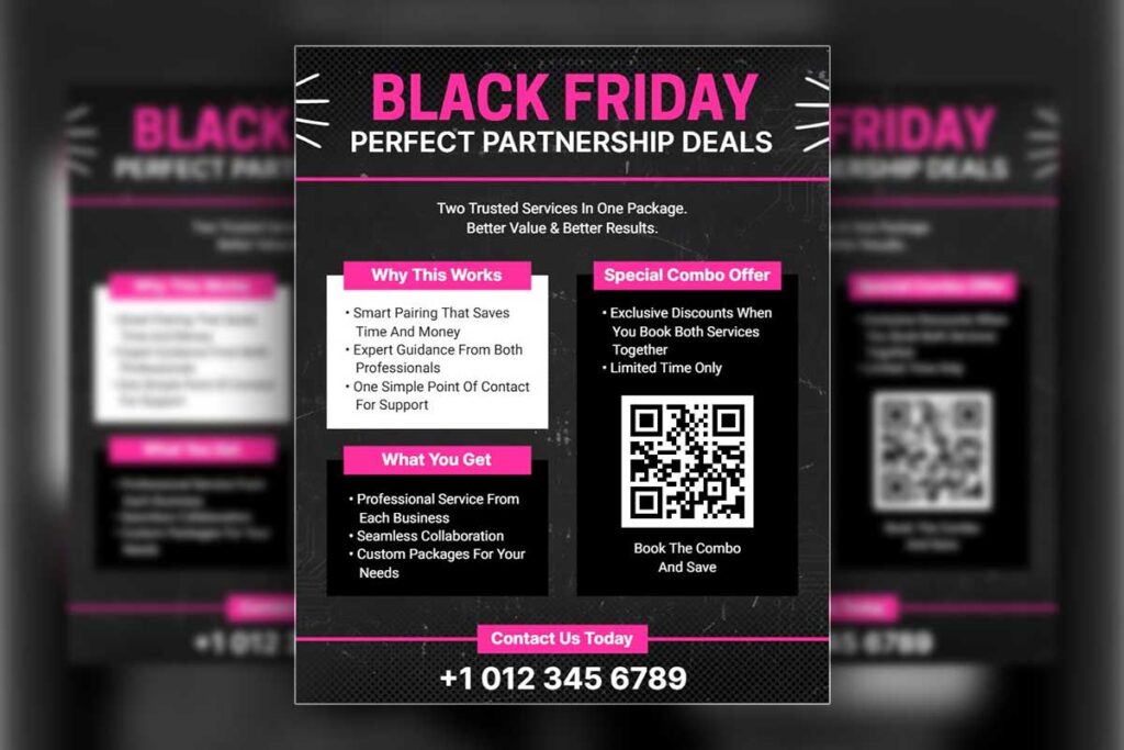 Bold Black Friday Partnership Deals Promotion Flyer Template