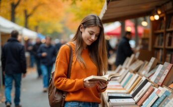 Lady That Holding Book In Book Fair Event