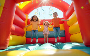 Bounce House Flyer Showcasing Fun and Colorful Design and Details