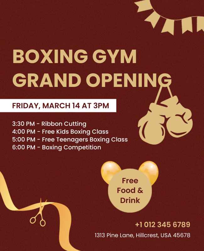 Boxing Gym Grand Opening Flyer Template