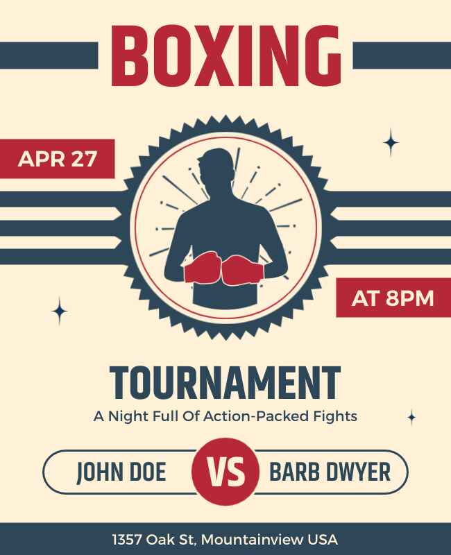 Light Yellow Boxing Tournament Flyer  Template