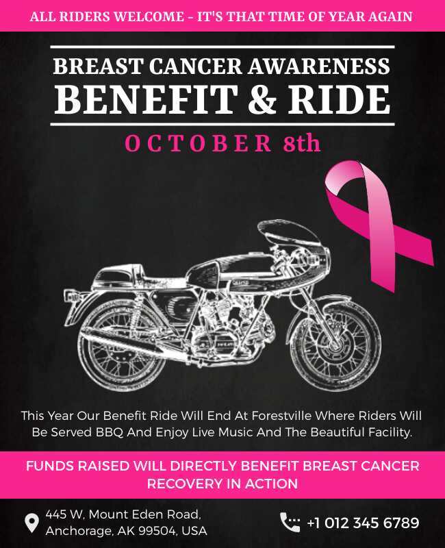 Breast Cancer Benefit and Ride Flyer Template