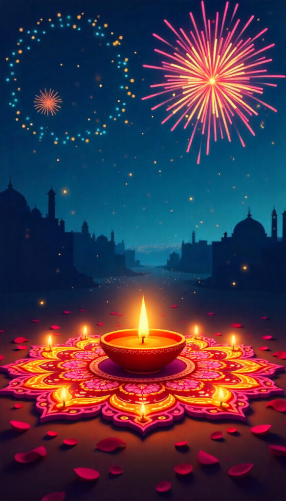 Bright And Colorful Diwali WhatsApp Status Background