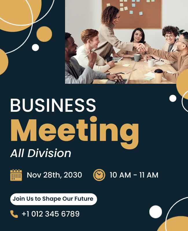 Professional flyer for company-wide business meetings.