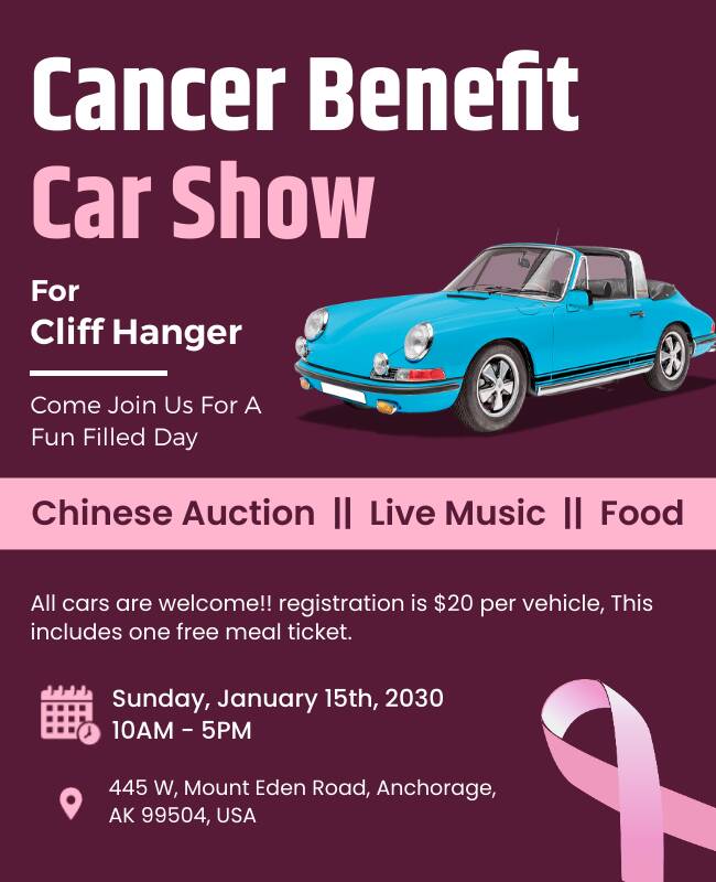 Cancer Benefit Car Show Event Flyer Template