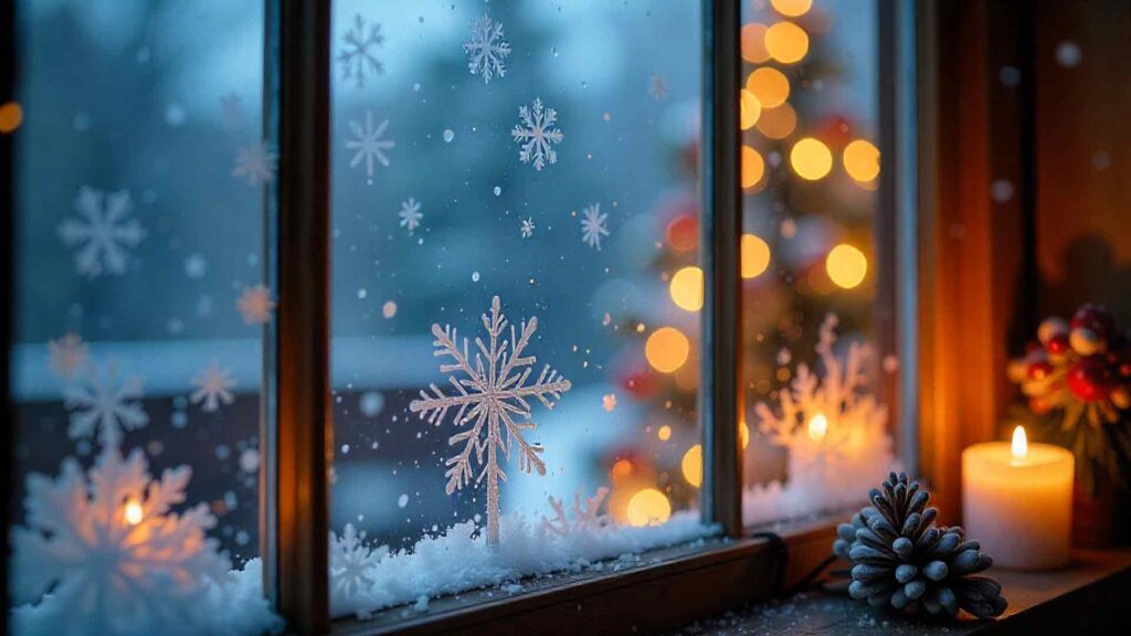 Candlelit Frosted Window Background