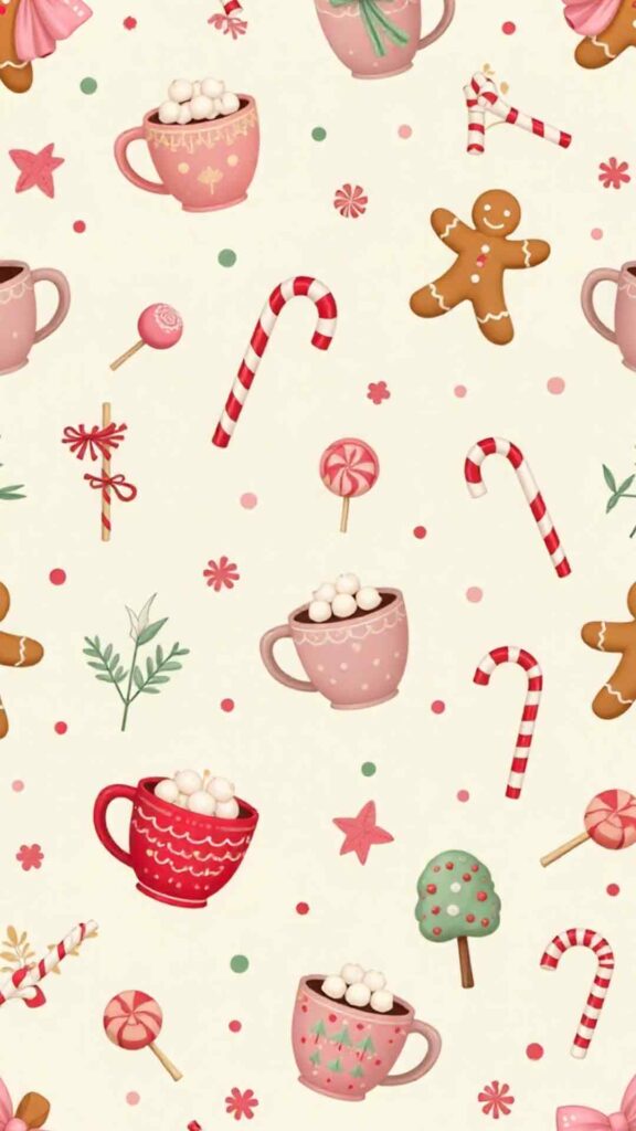 Candy And Sweet Themed Christmas Fun Wallpaper