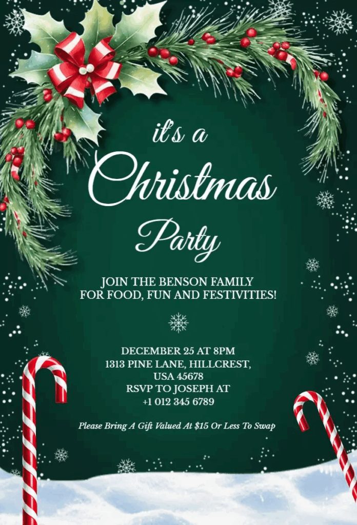 Christmas Party Invitation Poster Template