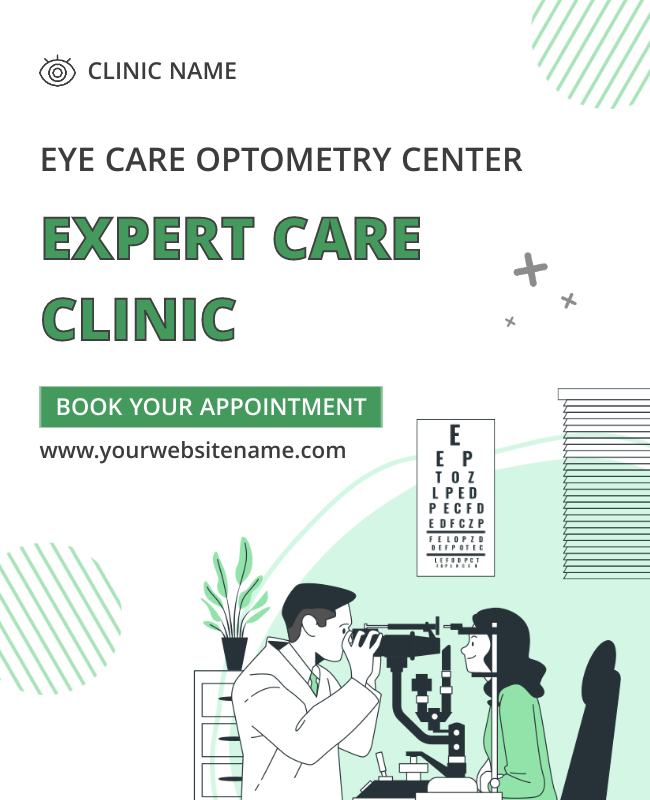 Flyer showcasing eye exams, glasses, and contact lens services.