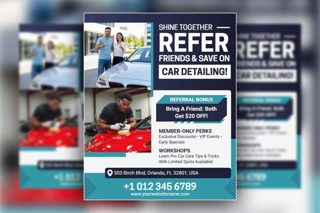 Car Detailing Referral Bonus Flyer Template