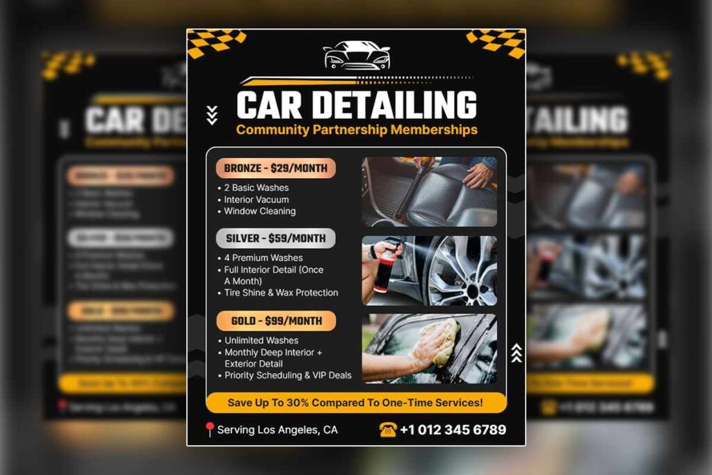 Car Detailing Service Membership Flyer Template