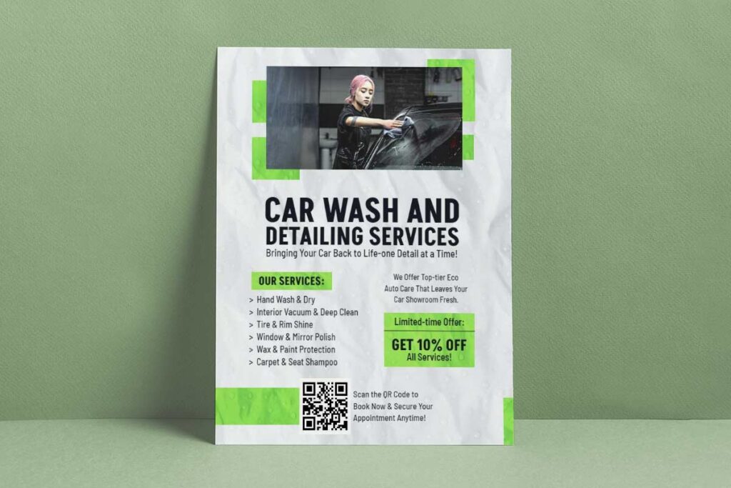 Car Wash and Detailing Services Promotional Flyer Template