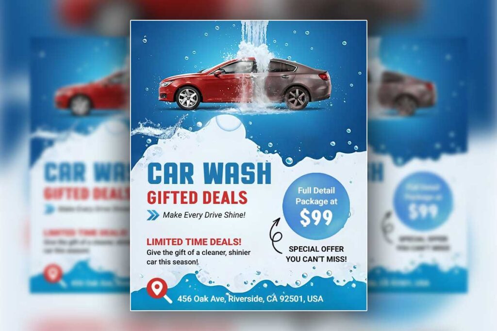 Car Wash Gifted Deals Promotion Flyer Template