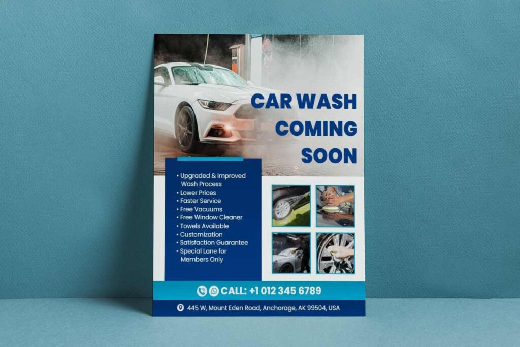 Car Wash Opening Announcement Flyer Template