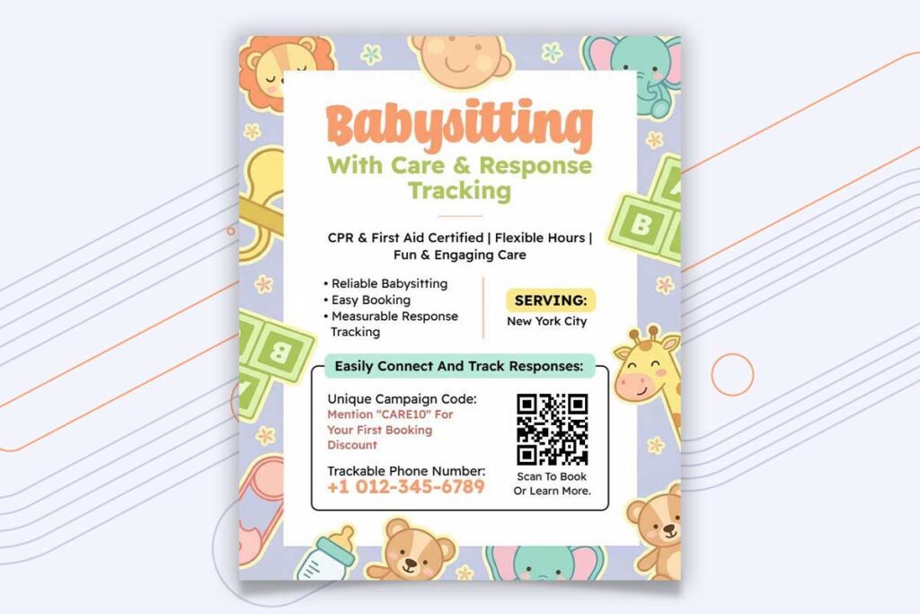 Care and Response Tracking Babysitting Flyer Template