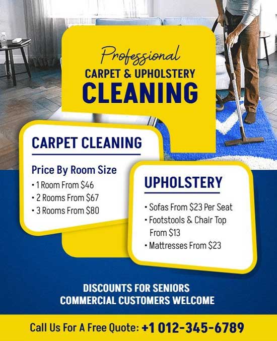 Carpet And Upholstery Cleaning Service Flyer Highlighting Professional Cleaning Solutions