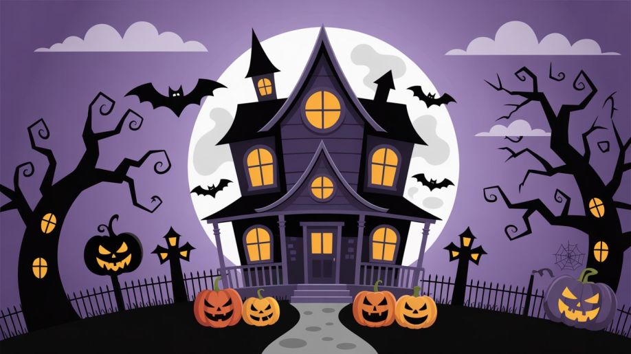cartoon haunted house