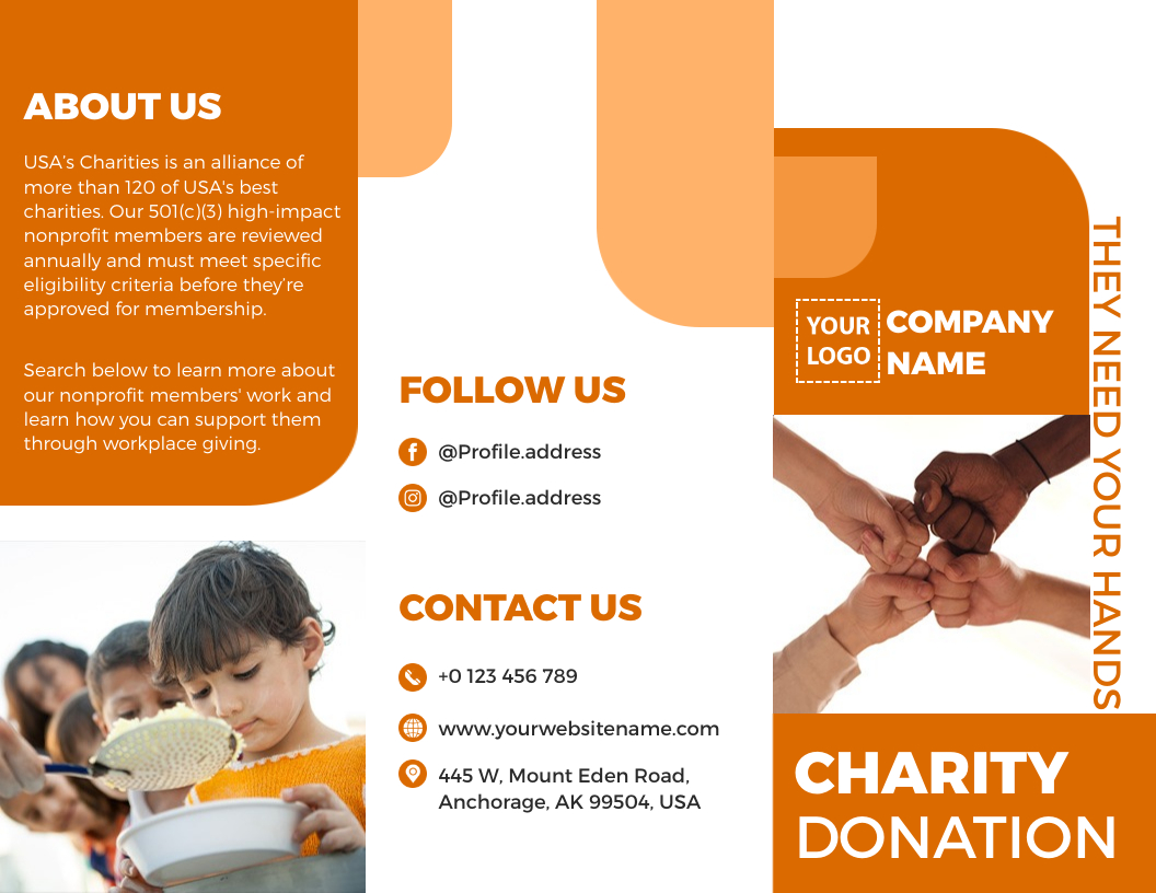 Charity Donation Tri Fold Brochure Template