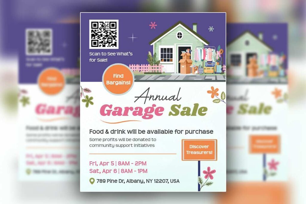 Charming Illustrated Annual Garage Sale Flyer Template
