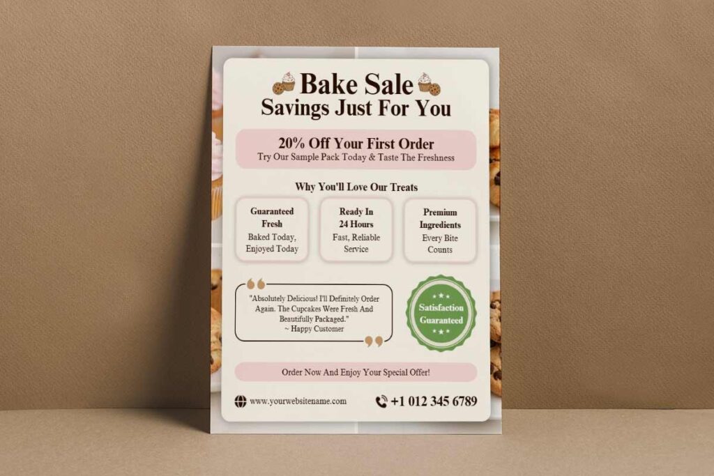Charming Pink and Cream Bakery Promotional Sale Flyer Template