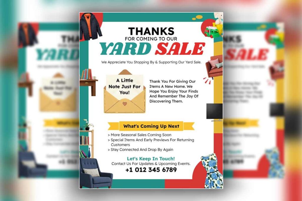 Cheerful Green Yard Sale Thank You and Preview Flyer Template