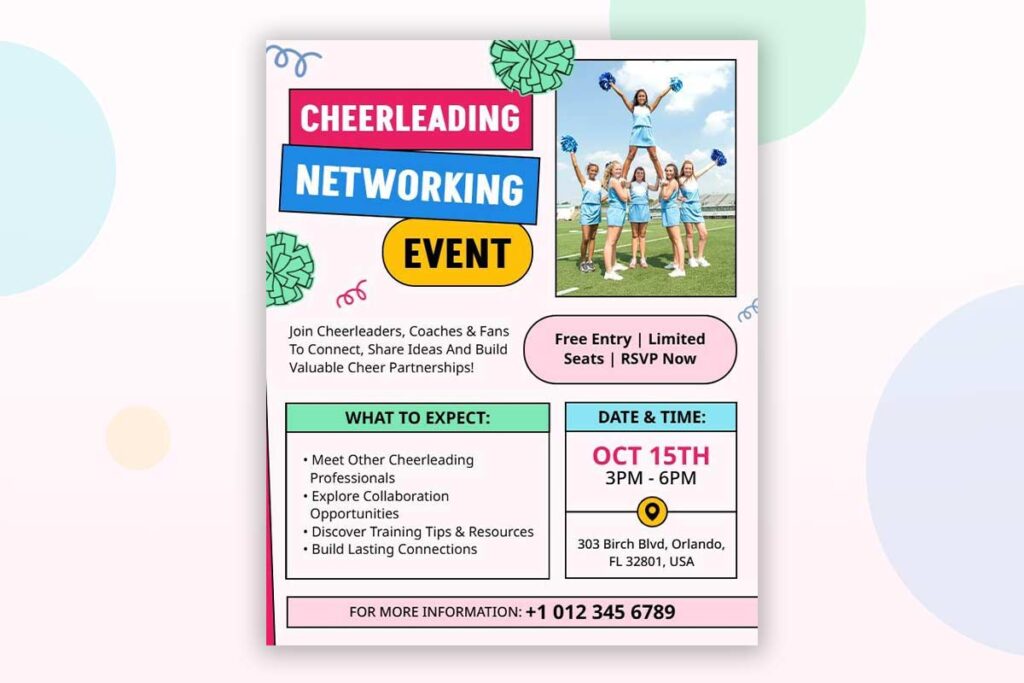 Cheerleading Networking Event Flyer Template