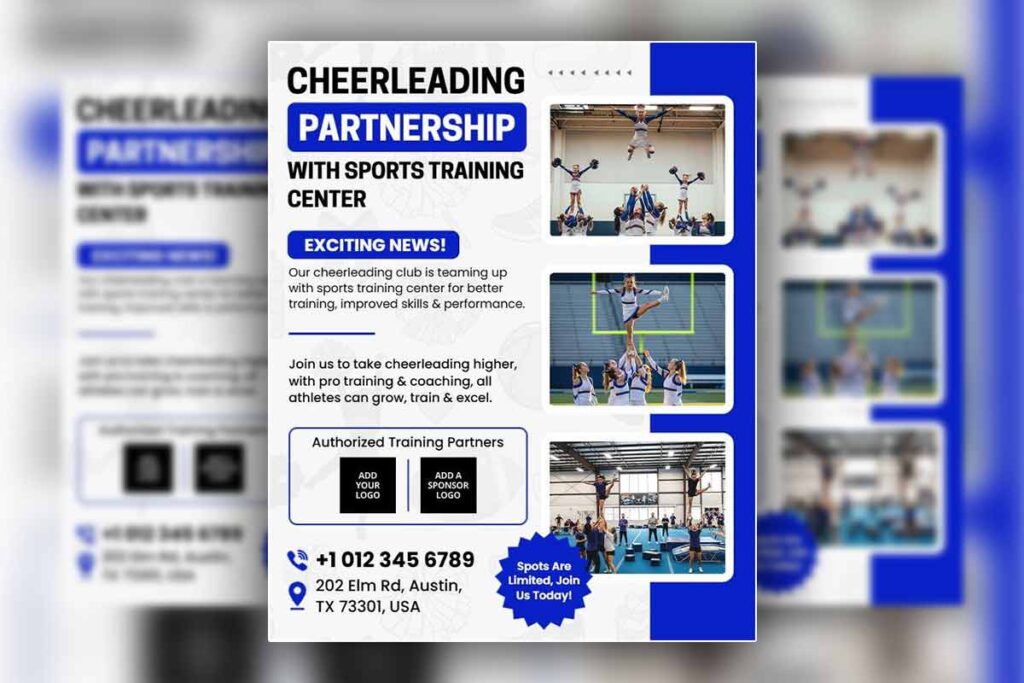 Cheerleading Sports Training Partnership Flyer Template