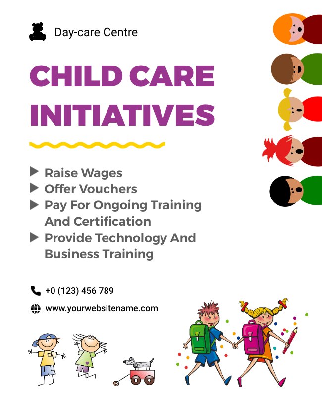 Clear, readable text in a childcare flyer for easy understanding and effective communication