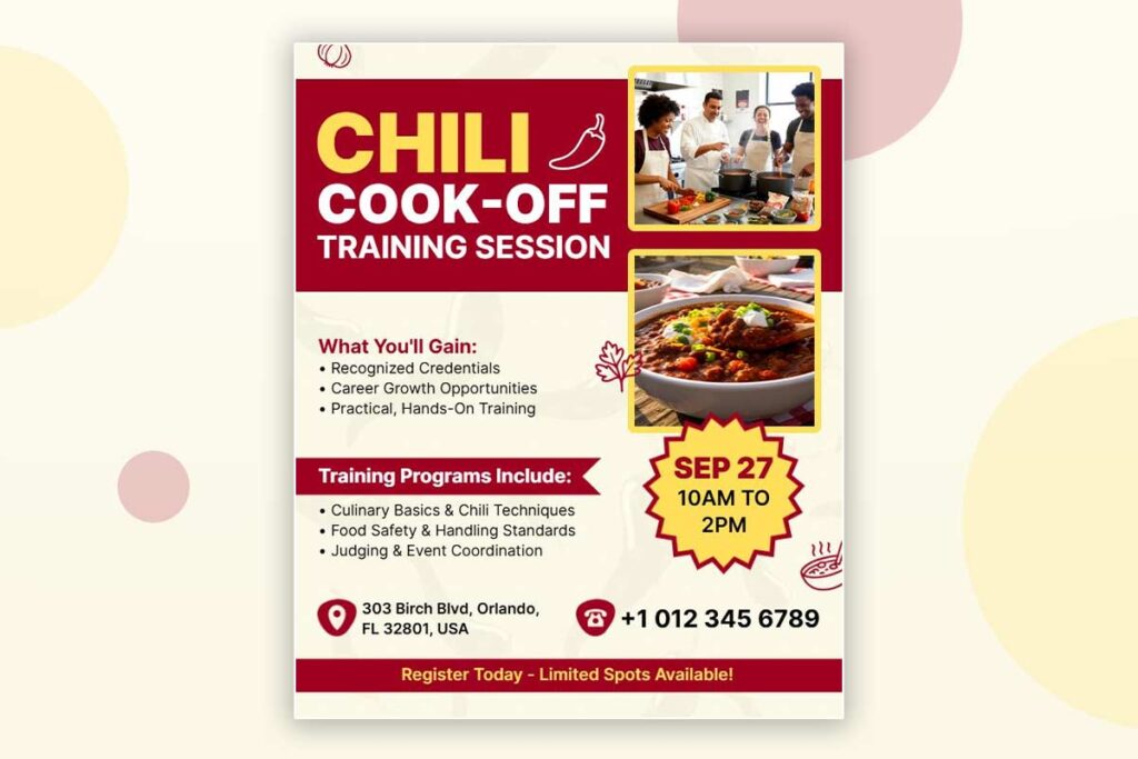 Chili Cook-off Training Session Flyer