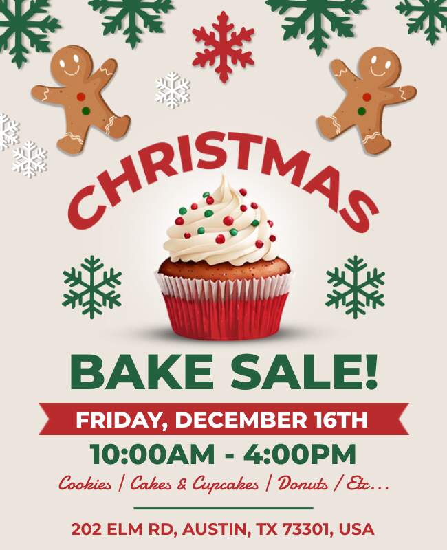 Christmas Bake Sale Event Flyer Template