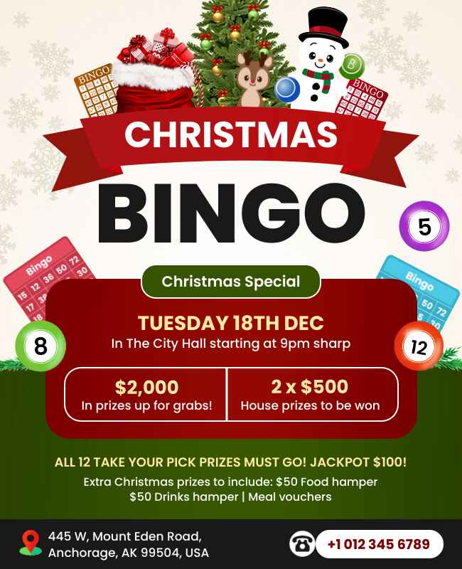 Christmas Bingo Game Event Flyer Template