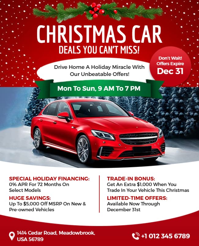 Christmas car flyer template