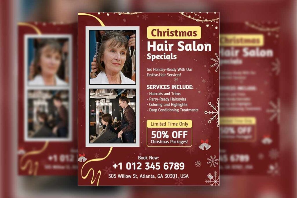 Christmas Hair Salon Specials Flyer Template