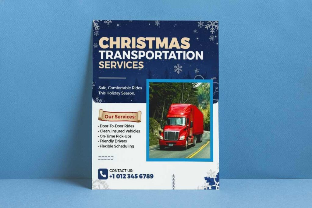 Christmas Holiday Transportation Services Flyer Template