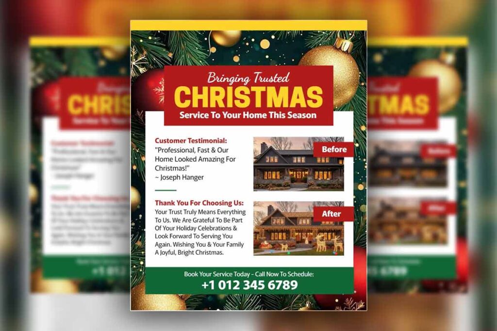 Christmas Home Decoration Service Flyer Template