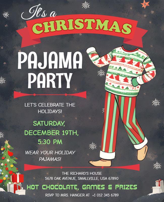 Christmas Pajama Party Flyer Template