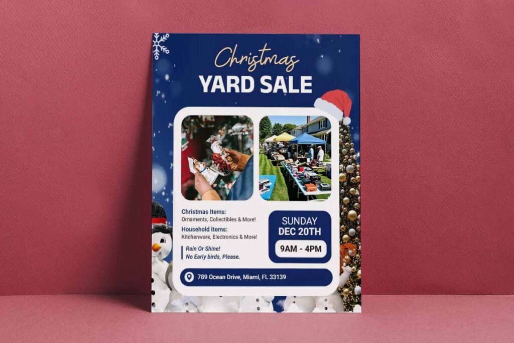 Christmas Themed Yard Sale Event Flyer Template