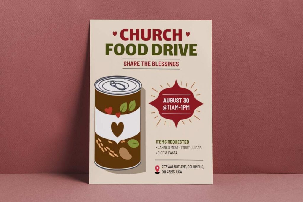 Church Community Food Drive Flyers Template